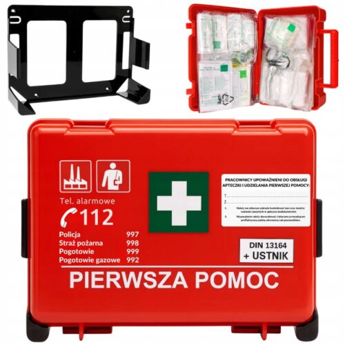Apteczka pierwszej pomocy DIN 13164 zgodna z normą europejską walizka z uchwytem 260 mm x 170 mm x 80 mm