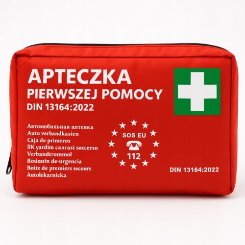 Duża materiałowa apteczka Samochodowa Pierwszej pomocy DIN 131642022 z ustnikiem 2